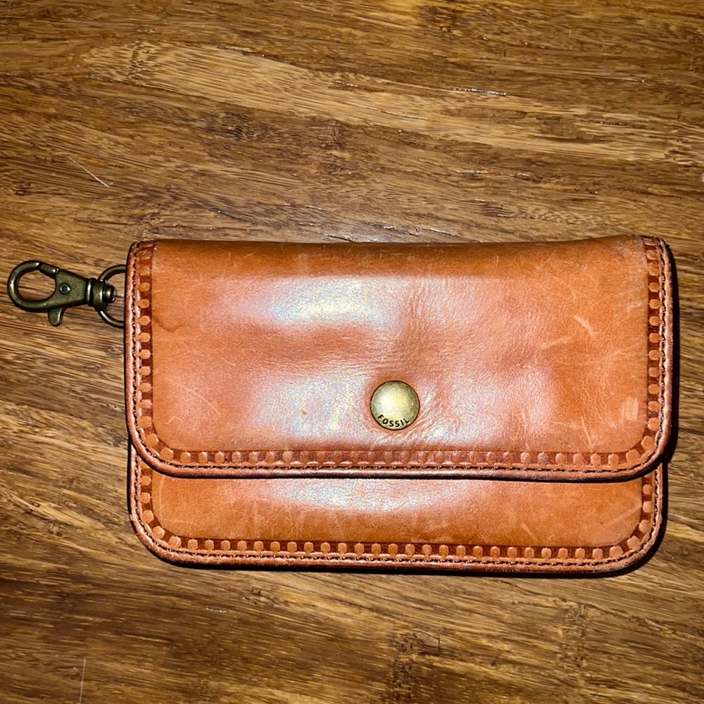 Authentic Fossil Leather Mini Wallet